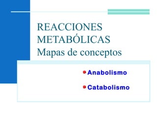 REACCIONES
METABÓLICAS
Mapas de conceptos
Anabolismo
Catabolismo
 