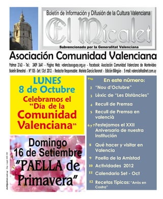 El Micalet_105_Boletín de información y difusión de la Cultura Valenciana_Asociación Comunidad Valenciana de Montevideo 