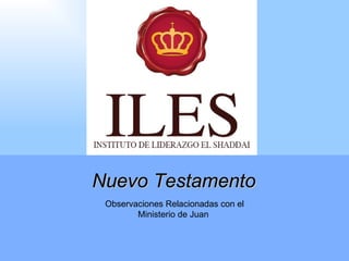 Nuevo Testamento Observaciones Relacionadas con el Ministerio de Juan   