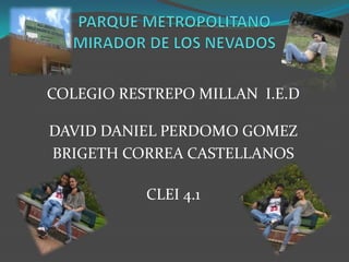 COLEGIO RESTREPO MILLAN I.E.D
DAVID DANIEL PERDOMO GOMEZ
BRIGETH CORREA CASTELLANOS
CLEI 4.1
 
