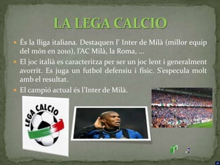 És el torneig més important a nivell de clubs de tot el món. Participen els millors equips d’Europa (es classifiquen quedant als primers llocs de les lligues europees).Hi ha una fase prèvia d’eliminatòries per a què es finalment es queden els 32 equips que participen en la fase final.La primera fase consisteix en una lligueta. Hi ha 8 grups i de cada grup passen a octaus de final els dos primers classificats. El tercer classificat passa directament a setzens de final de l’Europa League. El quart classificat queda eliminat.LA UEFA CHAMPIONS LEAGUE