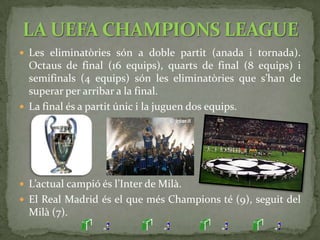 És la màxima competició a nivell de club d’Amèrica. Participen els millors equips de Sud-amèrica i Centre-amèrica .És de format idèntinca la Champions, excepte en què la final és a doble partit.L’actual campió és l’Internacional de Portoalegre.LA COPA LIBERTADORES