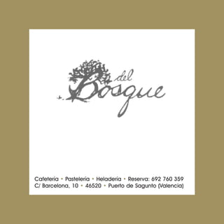 Cafetería • Pastelería • Heladería • Reserva: 692 760 359
C/ Barcelona, 10 • 46520 • Puerto de Sagunto (Valencia)
 