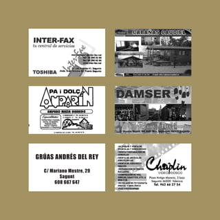 GRÚAS ANDRÉS DEL REY

  C/ Mariano Mestre, 29
         Sagunt
      608 667 647
 