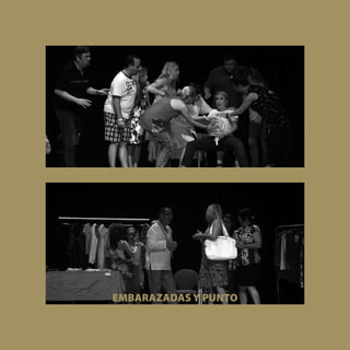 La primera barrera amb la qual es trobaren, varen           segon cognom per no confondre-ho amb el seu fill)
ser els diners... Motiu pel qual hagueren d’aguditzar       que s’encarregà i s’encarrega de moure cel i terra per
l’enginy per als vestuaris..., l’escenari... A poc a poc    a poder trobar la ajuda econòmica necessària.
aconseguiren que la gent anara involucrant-se i aju-
dant-los en allò que cadascú sabia fer.                     La segona cosa van ser les obres a triar. No volien ser
                                                            un grup de teatre a l’ús, sinó que volien formar part
Però com ja he dit, la resposta dels fallers no es va fer   de la societat actual portant a l’escenari problemes i
esperar; sobretot dels fallers de solera, dels casolans,    qüestions quotidianes, i per això comptaren i comp-
d’aquells que senten la falla i la veuen i la viuen com     ten amb l’estimable ajuda de Palmira Benajas i Rosa
el barrejat lúdic i festiu que és en realitat.              Belda, que desinteressadament han sigut les autores
Exemple clar va ser i és, la llavor que dins del grup       dels millors èxits que han dut al teatre.
                               EMBARAZADAS Y PUNTO
de teatre du a terme Antonio Fresno i Ortiz (pose el



  [ 60 ]
 