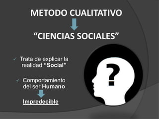 Se trata de una descripción con profundidad de un grupo humano, con el fin de detectarestructuras que no se ven a simple vista. Para ello, se parte de la determinación de los puntos de vista de las personas involucradas con la situación y, a partir de allí, ir develando poco a poco las relaciones que subyacen a ese grupo humano.  Método EtnográficoEste método, constituye un diseño de investigación particularmente apropiado para el estudio de un caso o situación con cierta intensidad en un período de tiempo corto y se caracteriza porque presta especial atención a cuestiones que específicamente pueden ser reconocidas a través de casos.Estudio de casos