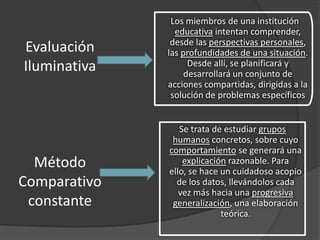 ¿Qué es?Objetivo:  descripción de las cualidades de un fenómenoBusca un concepto que pueda abarcar una parte de la realidadNo se trata de PROBAR o de MEDIR en qué grado una cierta cualidad se encuentra en un cierto acontecimiento dado, sino de DESCUBRIR tantas cualidades como sea posible