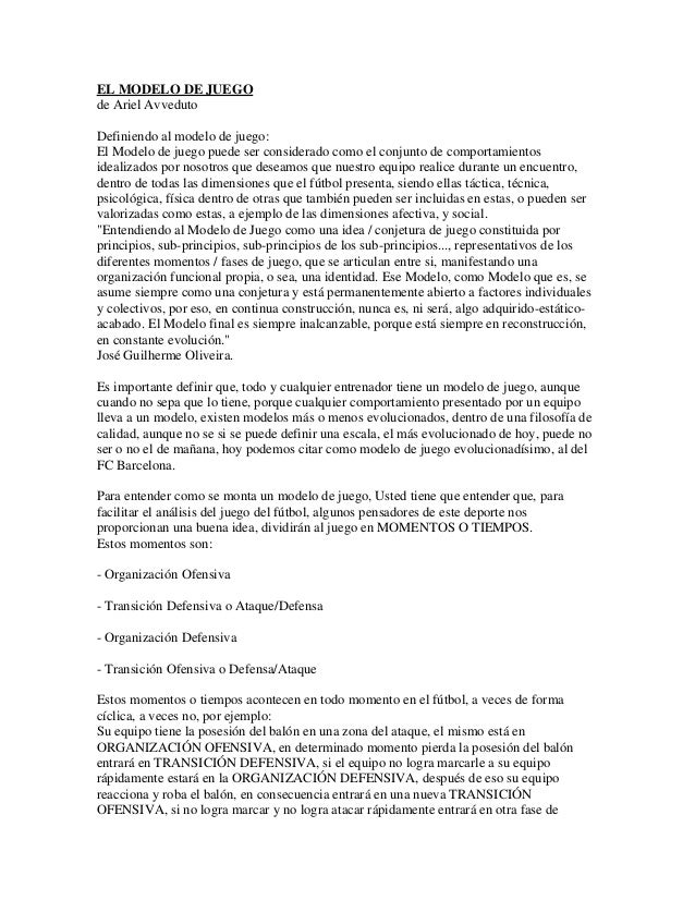 El Modelo De Juego