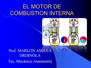 EL MOTOR DE
COMBUSTION INTERNA
Prof. MARLON AMAYA
ORDINOLA
Tec. Mecánico Automotrìz
 