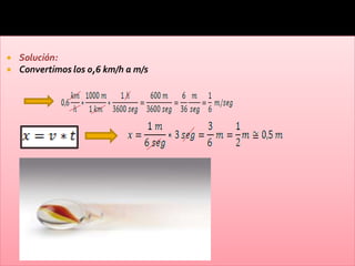    Solución:
   Convertimos los 0,6 km/h a m/s
 