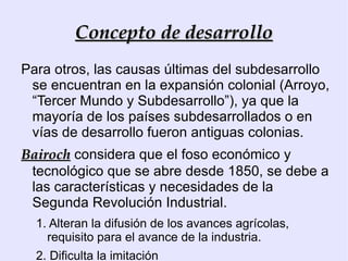 Características generales del mundo desarrollado 