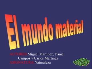 AUTORES: Miguel Martinez, Daniel Campos y Carlos Martinez ASIGNATURA: Naturaleza  El mundo material  