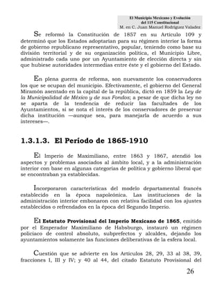 El Municipio Mexicano y Evolución del Articulo 115 Constitucional