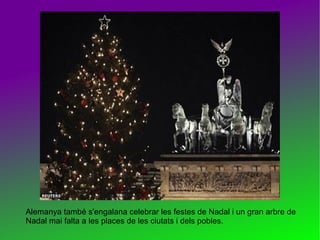 Alemanya també s'engalana celebrar les festes de Nadal i un gran arbre de
Nadal mai falta a les places de les ciutats i dels pobles.
 