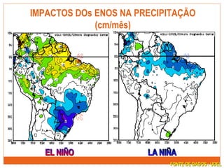 IMPACTOS DOs ENOS NA PRECIPITAÇÃO
(cm/mês)
FONTE DE DADOS : UDELFONTE DE DADOS : UDEL
 

 