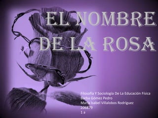 El Nombre
De La Rosa
Filosofía Y Sociología De La Educación Física
Barba Gómez Pedro
María Isabel Villalobos Rodríguez
206879
1 a
 