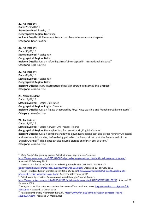 eln russia west full list of incidents in 2014 2015 between nato ru air force incident report form