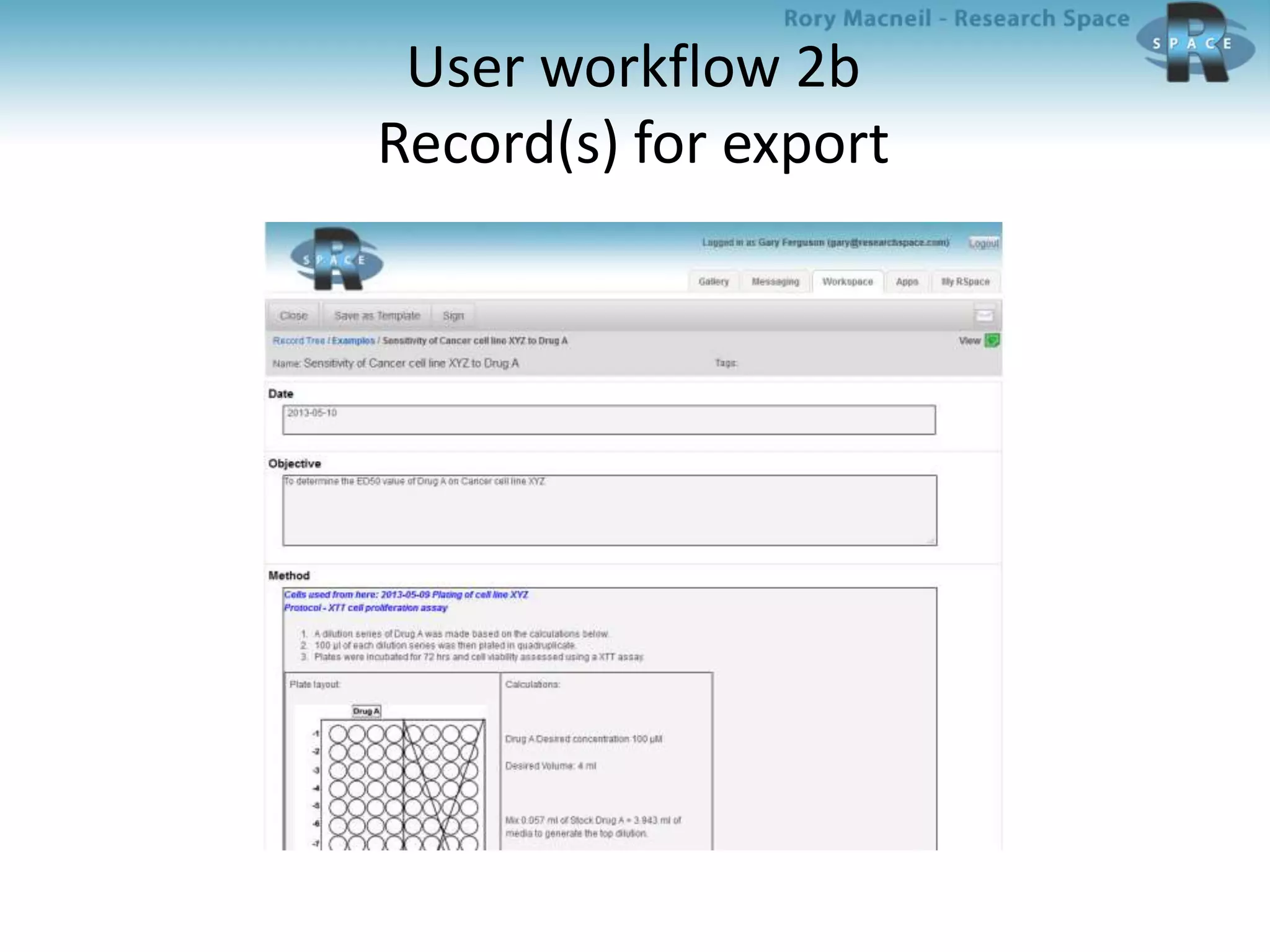 User workflow 2b
Record(s) for export
 