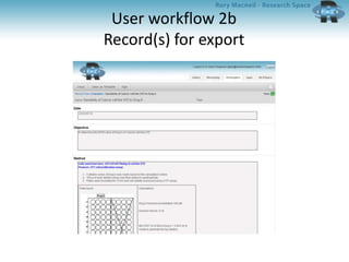 User workflow 2b
Record(s) for export
 