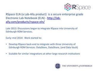 Electronic Labnote Book Rspace RDM & ELNs @ Edinburgh | PPTX