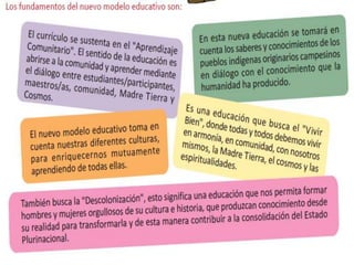 El nuevo modelo educativo de Bolivia