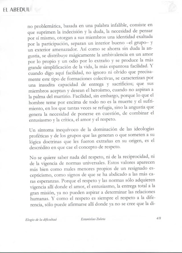 Elogio de la dificultad estanislao zuleta