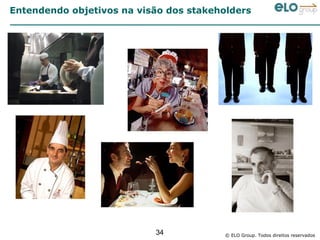 Entendendo objetivos na visão dos stakeholders




                           34            © ELO Group. Todos direitos reservados
 