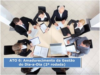 ATO 6: Amadurecimento da Gestão
ATO 6: Amadurecimento da Gestão
    do Dia-a-Dia (2ª rodada)
     do Dia-a-Dia (2ª rodada)

           Copyright © ELO Group 2012 - Confidencial
 