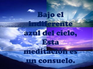 Bajo el indiferente azul del cielo,Esta meditación es un consuelo.
