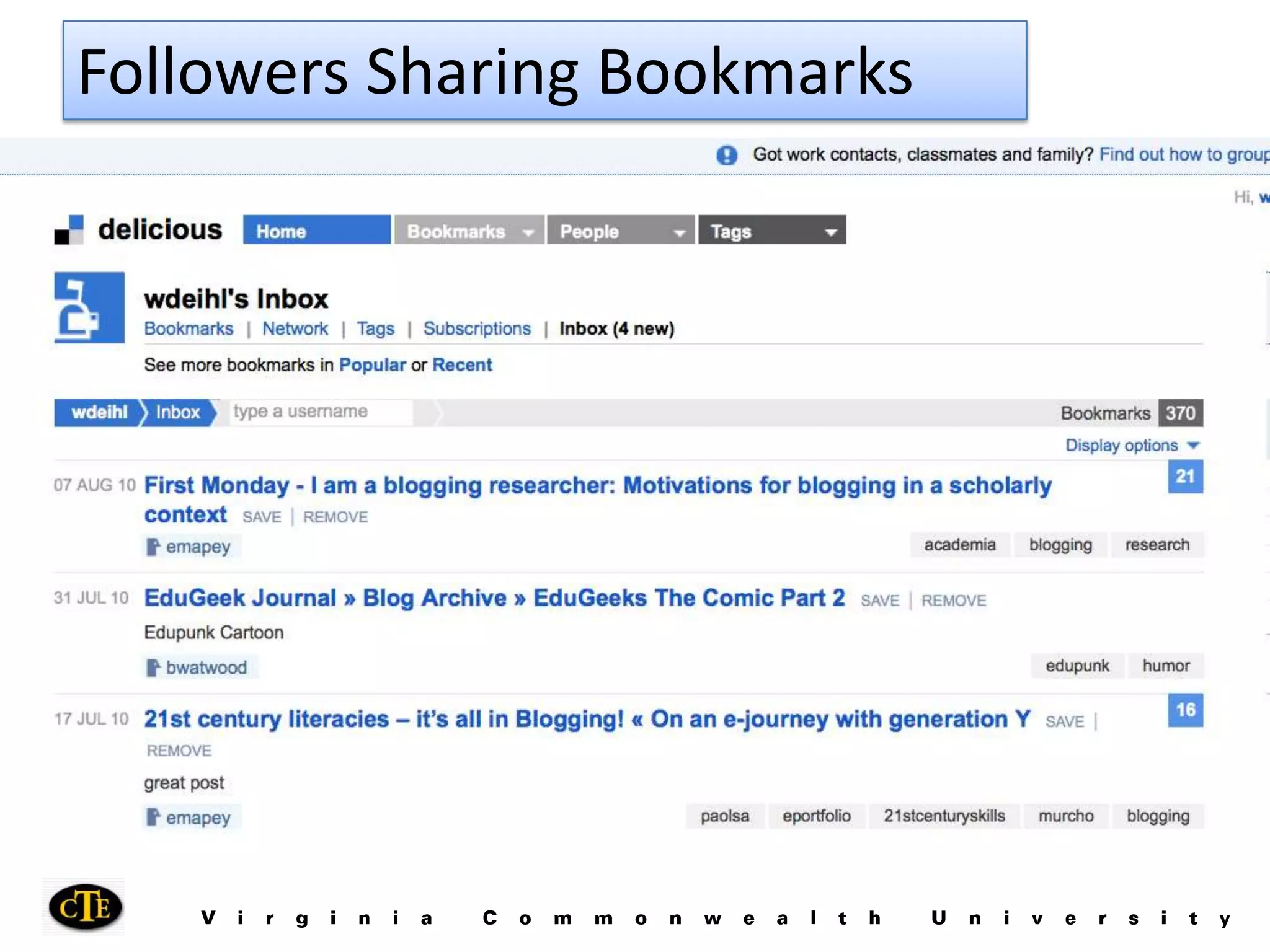 Followers Sharing Bookmarks