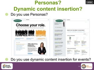 Personas?
    Dynamic content insertion?
 Do you use Personas?




 Do you use dynamic content insertion for events?
   ...