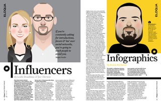 reliable, honest voice on the social Web.  
                                                                                                                                                                                    Influence is the byproduct of continually 
                                                                                                                                                                                    producing high quality content.
                                                                                                                                                                                      Jeremiah Owyang, a marketing 
                                                                                                                                                                                    influencer himself, said, “The best way 
                                                                                                                                                                                    to become an influencer is to create 
                                                                                                                                                                                    one.” Translation: Shift your thinking 
                                                                                                                                                                                    from “what can you do for me,” and 
                                                                                                                                                                                    instead focus on, “what can I do for 
                                                                                                                                                                                    you?” Helping someone else become 
                                                                                                                                                                                    an influencer is the most reliable                                                                                                           Robin Richards is
                                                                                                                                                                                    way to get you and your organization                                                                                                         the information
                                                                                                                                                                                    noticed and supported by the larger                                                                                                          design director at
                                                                                                                                                                                    community of “personal brands.” How                                                                                                          JESS3. Robin leads
                                                                                                                                                                                    can you do this? The press is always                                                                                                         the UX team and

                                                                                                                                     If you’re                                      looking for independent experts to 
                                                                                                                                                                                    give a disinterested perspective in 
                                                                                                                                                                                                                                                                                                                                 oversees all
                                                                                                                                                                                                                                                                                                                                 infographic output,
                                                                                                                                                                                    articles. Recommend different emerging                                                                                                       while also working on
                                                                                                                                     constantly asking                              influencers as interview candidates. 
                                                                                                                                                                                    This “free PR” is likely to be rewarded 
                                                                                                                                                                                                                                                                                                                                 data visualization
                                                                                                                                                                                                                                                                                                                                 design for interfaces

                                                                                                                                     for introductions,                             with familiarity and loyalty later. Other 
                                                                                                                                                                                    ideas: Allow the person to guest post 
                                                                                                                                                                                                                                                                                                                                 ranging from mobile
                                                                                                                                                                                                                                                                                                                                 and web to touch and
                                                                                                                                                                                    on your blog, interview the person for                                                                                                       large-scale
                                                                                                                                     favors & ‘ins’ over                            articles you write, include examples of 
                                                                                                                                                                                    the person’s work in your presentations. 
                                                                                                                                                                                                                                                                                                                                 installations.


                                                                                                                                     social networks,                                 Don’t try to “rush to the close.” When 
                                                                                                                                                                                    you begin to form a relationship with an 
                                                                                                                                                                                    influential figure, resist the urge to ask for 
                                                                                                                                     you’re going to                                something, especially a blog post or tweet. 
                                                                                                                                                                                    Try to form a real relationship, one built 

                                                                                                                                     teach people to                                on mutual value transfer and personal 




                                                                                                                                                                                                                                       
                                                                                                                                                                                    familiarity. Reducing the exchange to 
                                                                                                                                                                                    a “transaction” may be immediately 




                                                                                                                                                                                                                                      Infographics
                                                                                                                                     avoid you.                                     gratifying, but in the long term, it will 
                                                                                                                                                                                    harm your ability to inspire the individual 
                                                                                                                                                                                    later become a true brand advocate.
                                                                                                                                     Megan Fowler                                     Think laser, not buckshot: The 
                                                                                                                                                                                    influencers community is, by definition, 
                                                                                                                                                                                    finite. Don’t try to build relationships 
                                                                                                                                                                                    with all of them at once. You are better 
                                                                                                                                                                                    off identifying one or two people likely 




                                            Influencers
                                             
                                                                                                                                                                                    to be receptive to your company’s story. 
                                                                                                                                                                                    Use your board, investors and friends to          By Robin Richards
                                                                                                                                                                                    make the introduction and select people 
                                                                                                                                                                                    likely to be “friendly” toward your brand         The public’s collapsing attention             most popular and shareable forms
                                                                                                                                                                                    first. The key is to keep it sincere and          span has given rise to a relatively           of social content. But a meteoric
                                                                                                                                                                                    personal. Narrow and deep beats wide              new content format: the                       rise in popularity often results in
                                                                                                                                                                                    and shallow when it comes to influencer           infographic. Infographics – a                 a corresponding decline in quality.
                                                                                                                                                                                    relations.                                        visual representation of complex              Here are some ways to ensure your
                                                                                                                                                                                      Why do people write? They write to              data – have emerged as one of the             infographics deliver value.

                                            By Leslie Bradshaw & Joe Chernov                                                                                                        be read. It’s truly that simple. Be sure 
                                                                                                                                                                                    you are familiar with what each person 
                                                                                                                                                                                    has written before you start trying to 
                                            The debate about whether                 but are also a vital group with whom            In every industry, there are “influencers”     forge a relationship.
                                            “influencers” exist continues. The       to build relationships.                         who are disproportionately persuasive.           Don’t just stop at Klout scores when            brand and the potential influencer.           media. All of these tools can be used 
Eloqua Social Media ProBook




                                                                                                                                                                                                                                                                                                                                                   Eloqua Social Media ProBook
                                            topic was discussed in several panels      Why do “influencers” matter more                Being an influencer (also known              measuring influence, there are many                 Many Web properties are quickly             to grab the attention — and hopefully 
                                            at SXSWi 2011. Much of the debate        than ever?  Because the social Web gives        in some industries as a “tastemaker”)          great tools out there including Twitter           releasing tools designed to allow users to    favor — of influencers, but proceed with 
                                            germinated from the article “Is          individuals reach that was previously           yourself is a sure-fire way to get             Grader, Peer Index and Twitalyzer.  You           transfer “social currency” to people and      caution. Relying solely on this technique 
                                            the Tipping Point Toast?,” which         available only to institutional publishers.     recognized by other influential                should also ask customers and partners            organizations they find influential. This     or overusing it is likely to backfire by 
                                            ran in FastCompany in 2008. The          Microsoft’s PR team found that one              personalities. How can you become              who they listen to when it comes to your          social currency takes the form of digital     reinforcing the imbalance of influence 
                                            story looked at research performed       person – TechCrunch’s Michael                   an influencer?  Blog, tweet, review            industry.                                         recommendations. Google offers its “+1”       between you and the individual you 
                                            by then-Columbia professor (now          Arrington – triggered considerably              products, public speaking, publish               Be normal. Be natural. Coming across            button, Klout allows users to share up to     persistently applaud. Engage in this 
                              TweeT This!




                                            Yahoo! research scientist) Duncan        more awareness for the launch of Bing           research, write a book, comment                as a flack or, worse, a shill will get you        five “+K” badges per day, and, of course,     practice in moderation (if at all).
                                            Watts, who provided compelling           than did The Wall Street Journal. While         on others’ blogs, produce videos,              tuned-out.  It will seem like you are             many of the Q&A sites allow members to          Social strategist and PR expert 
                                            evidence that influencers don’t exist.   both are important – because they reach         and contribute articles to trusted             asking for free advertising if your heart         vote up select answers. EmpireAvenue,         Megan Fowler sums it up best: 
                                            However, an overwhelming amount          different audiences and yield different         publications.  Of course, your goal            isn’t in the right place. Maximize human          the virtual “human stock exchange,”           “If you’re constantly asking for 
                                            of evidence argues against Mr. Watts’    feelings in the reader – most people            shouldn’t be to set out to be an influencer    contact where possible - meeting for              takes this model a step further by            introductions, favors & ‘ins’ over social 
                                            assertions, and most marketers           still view traditional media as more            – that objective will certainly distort        coffee or talking on the phone will form          enabling participants to buy and sell         networks, you’re going to teach people 
24




                                                                                                                                                                                                                                                                                                                                                   25
                                            agree that influencers not only exist,   influential. It’s simply no longer the case.    your output – but rather to become a           a much stronger bond between you, your            faux equity in rising stars in social         to avoid you.” 
 
