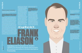 never paid for service, received special     Today any customer can become an 
                                                                       gifts? I also wonder if an influencer‚ is    influencer over your brand!
                                                                       always pitching brands or products, 
                                                                       how long will they remain influential?       you run social Media For a
                                                                         It is also important to remember           MaJor Financial services brand.
                                                                       that under the law, individuals,             whaT do you Know now ThaT you
    is suPPorT The “Killer aPP” For social Media?                      including influencers‚ are supposed          wish you Knew going inTo ThaT               The Click to Call / Chat feature will 
    In my view this is a space owned by the customer, and it           to be clear about their relationships,       verTical?                                   allow someone tweeting with an agent 
    is imperative for companies to meet their needs.  In many          such as payment or free products they        My background prior to Comcast was          to continue the same conversation, 
    cases, but not all, the most important need for them is            receive.  For the business providing         financial services, so I was prepared       with the same agent in a secured 
    customer service or education.                                     these items, they may be liable for          for the unique challenges that the          environment.
                                                                       enforcing that as well.  To learn more       industry presents. I did find Citi’s 
    “inFluencer” MarKeTing has becoMe a hoT niche. yeT                 about this visit the FTC Website.            global scale much bigger than I had         whaT MarKeTer have you learned
    you are an aMbassador For “regular” cusToMers.                       I also find that strong content is         imagined in my head, but the people         The MosT FroM?
    whaT role do inFluencers Play in your MarKeTing                    really the big influencer.  A great          here were great at helping me adjust.       I learn from everybody within 
    eFForTs?                                                           example of this is the sleepy tech video     It is a lot of fun working with people      social media and many who are not 
    I have very strong views on this topic that I will share           that has impacted the cable company          internally and externally to build an       there.  I admire many people such as 
    for readers to ponder.  ‘Influencer’ marketing is not new          I worked for.  The video shows up on         understanding of regulations, privacy       Chris Brogan, Brian Solis, Jeremiah 
    to social, or unique.  It has been around for years. Many          the front page of Google when you            concerns and, ultimately, how to better     Owyang, Laura Fitton, Scott Monty, 
    businesses provide different treatment to members of               search for the company and it has 1.6        meet customer needs. This challenge         etc.  The list goes on.
    the press, politicians, etc. This is a practice I have never       million views.  This video was posted        causes us to think outside the box 
    been a fan of, mainly because it sends a message to some           by someone who posted two videos             to find new solutions, such as an           you also serve on The board
    customers that they are not as special as others. This does        ever, so they would normally not be          implementation we are doing for social      For The counsel oF The beTTer
    not mean I do not support segmentation, or providing               considered an influencer, yet this           service called Click to Call / Click to     business bureaus and socieTy oF
    different levels of service based on services a customer           individual probably had the greatest         Chat. With this, we will be shifting our    consuMer aFFairs ProFessionals.
    has with a company. As an example, if a customer who               influence over the perception of that        service agents to contributor accounts      whaT are The MosT coMMon
    has bought three products receives a different level of            brand. The fact is the video was             with CoTweet. This process will show        MisTaKes MarKeTers MaKe ThaT
    service from a customer who has bought one item, then it           something many of us could relate to         the ID of the person tweeting from @        geT TheM in hoT waTer wiTh Those
    is fair and understandable to most other customers.  But           and we brought it to such prominence.        AskCiti, our Customer Service handle.       organizaTions?


                                                                       adayin helife
                                                                             t      of...
    if I have three products and an influencer has one and yet                                                                                                  I would not want to speak on behalf 
    they receive special treatment, if I ever find out, I will not                                                                                              of either organization.  In my own 
    do business with that company.  Funny example! One day                                                                                                      view marketers should focus on 




                                              FrAnK
    I received and email from a marketing firm soliciting my                                                                                                    their customers, presenting fair and 
    business. In it they outlined a few examples of work they                                                                                                   accurate information and maintaining 
    did.  One of the examples was for a popular pay TV station                                                                                                  strong ethics.
    that I have subscribed to for years.  In an effort to publicize 
    a show they sent very unique kits with very cool trinkets                                                                                                   are There any social channels
    to influencers.‚  I wrote back and told them I subscribed to                                                                                                ThaT you “Measure by anecdoTe,”
    that channel for years and I never received a cool gift like                                                                                                ThaT is, you ParTiciPaTe in
    that.  They immediately wrote back offering to provide me                                                                                                   ProFessionally desPiTe liMiTed
    with it, but I did not accept.  I have found the best approach                                                                                              daTa To Prove iT’s eFFecTive?
    is to think like a customer.  How would you feel if you paid                                                                                                First, I have always found the greatest 
    a lot of money to a company, but others, who may have                                                                                                       measure is listening to customer ‚ no 
                                                                                                                                                                matter what the space. The feedback 




                                            eLiASon
                                             
                                                                                                                                                                you find can help businesses improve 
                                                                                                                                                                their products and processes. This is 
                                                                                                                                                                my focus, and this provides the best 
                                                                                                                                                                means to measure. We are always 
                                                                                                                                                                experimenting and finding the new 
                                                                                                                                                                spaces to listen and interact with our 
                                                                                                                                                                customers. 
Eloqua Social Media ProBook




                                                                                                                                                                                                     Eloqua Social Media ProBook
                                            Frank Eliason is the SVP of Social for Citi. He built his
                              TweeT This!




                                            reputation as an advocate for the consumer when he served as
                                            @ComcastCares and continues to write about related topics on
                                            his personal blog
30




                                                                                                                                                                                                     31
 