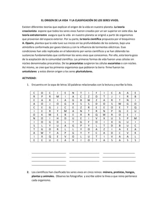 El origen de la vida | DOCX