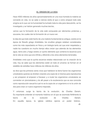 El origen de la vida | PDF