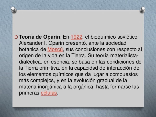 El origen de la vida de oparin