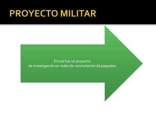 El cual fue un proyecto
de investigación en redes de conmutación de paquetes

 