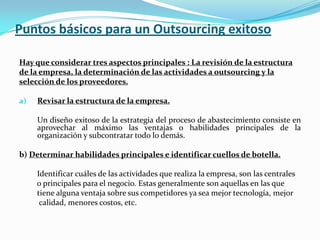 Entre la compañía y el suplidor: Las relaciones deben contener un elemento:1. Interpersonal.-  Que establece como interaccionan el equipo responsable con el equipo del suplidor.2. Corporativo.- Que define las interacciones a nivel directivo entre ambas partes.  