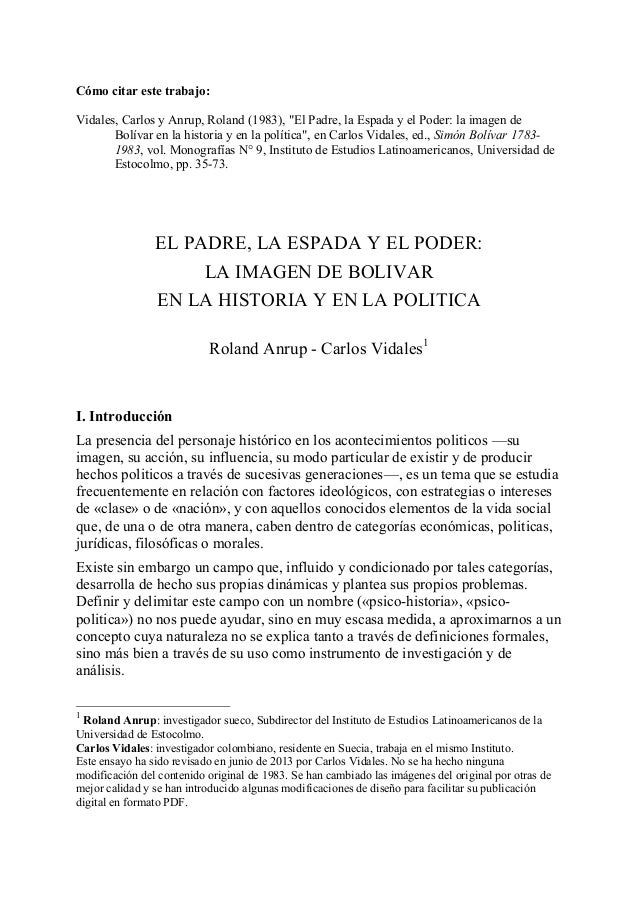 El Padre La Espada Y El Poder La Imagen De Bolívar En La - 