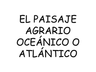 EL PAISAJE
AGRARIO
OCEÁNICO O
ATLÁNTICO
 