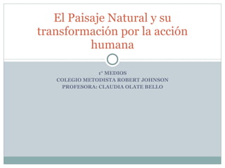 1° MEDIOS COLEGIO METODISTA ROBERT JOHNSON PROFESORA: CLAUDIA OLATE BELLO El Paisaje Natural y su transformación por la acción humana 