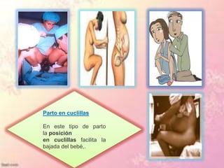 Parto en cuclillas

En este tipo de parto
la posición
en cuclillas facilita la
bajada del bebé,.
 