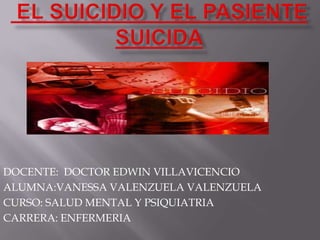 DOCENTE: DOCTOR EDWIN VILLAVICENCIO
ALUMNA:VANESSA VALENZUELA VALENZUELA
CURSO: SALUD MENTAL Y PSIQUIATRIA
CARRERA: ENFERMERIA
 