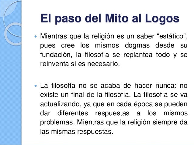 El Paso del Mito al Logos