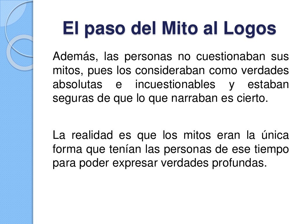 El paso del mito al logos