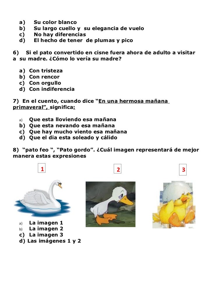 preguntas de comprension del patito feo el patito feo preguntas de comprension del patito feo el patito feo