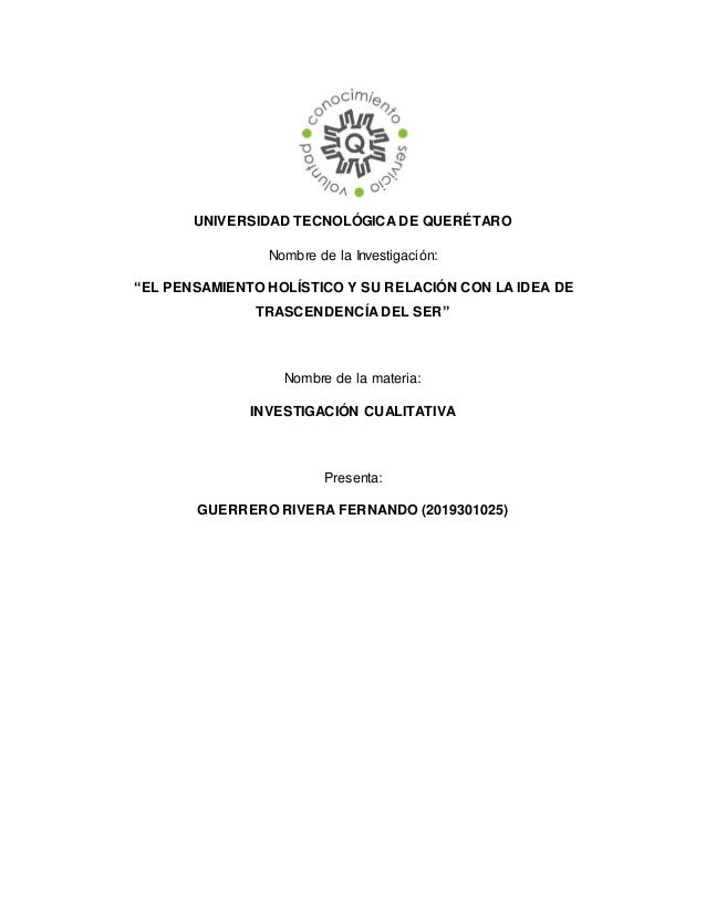 El pensamiento holístico y su relación con la idea de transcendía del ser 2 el pensamiento holstico y su relacin con la idea de transcenda del ser 1 638