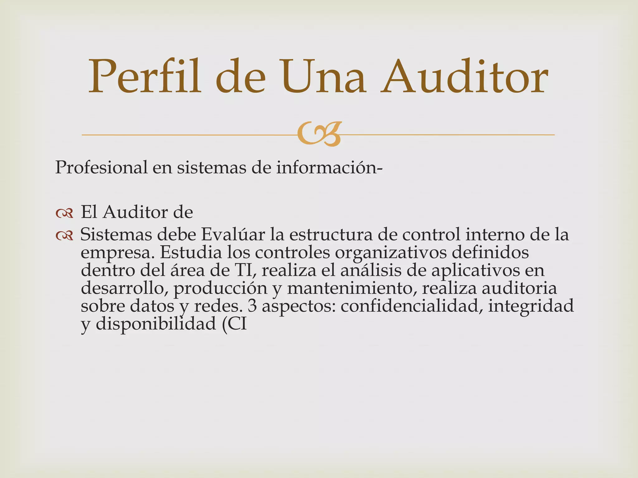 Perfil De Un Auditor De Sistemas