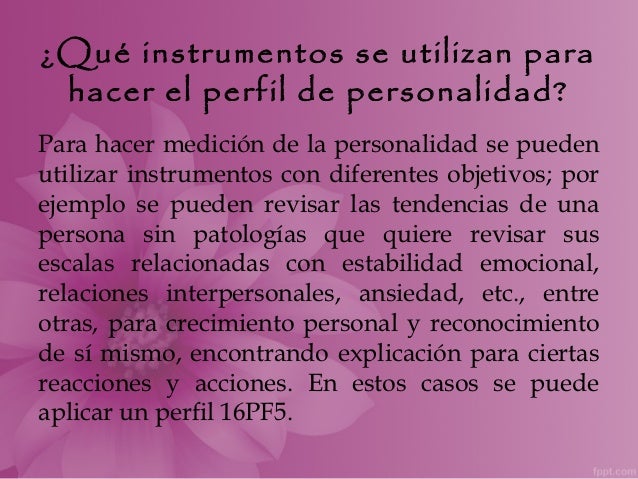 El Perfil Psicologico