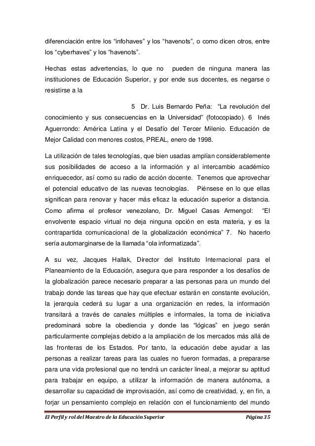 El Perfil Y Rol Del Maestro De La Educación Superior De - 